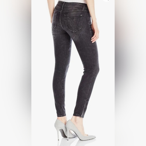 Guess Marilyn 3 Zip Skinny Ankle Zipper Jean in Fade Black Wash sz 26 - Picture 2 of 8